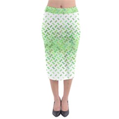 Green Pattern Curved Puzzle Midi Pencil Skirt