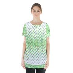 Green Pattern Curved Puzzle Skirt Hem Sports Top