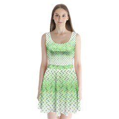 Green Pattern Curved Puzzle Split Back Mini Dress  by HermanTelo