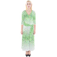 Green Pattern Curved Puzzle Quarter Sleeve Wrap Maxi Dress by HermanTelo