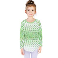 Green Pattern Curved Puzzle Kids  Long Sleeve Tee