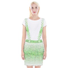 Green Pattern Curved Puzzle Braces Suspender Skirt