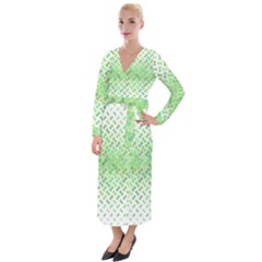 Green Pattern Curved Puzzle Velvet Maxi Wrap Dress by HermanTelo