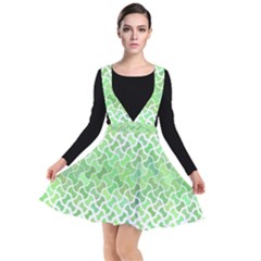 Green Pattern Curved Puzzle Plunge Pinafore Dress by HermanTelo