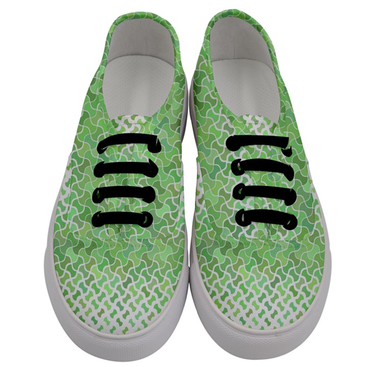 Green Pattern Curved Puzzle Men s Classic Low Top Sneakers