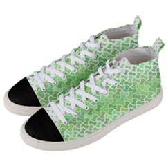 Green Pattern Curved Puzzle Men s Mid-top Canvas Sneakers by HermanTelo