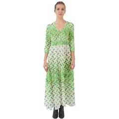 Green Pattern Curved Puzzle Button Up Boho Maxi Dress by HermanTelo