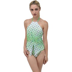 Green Pattern Curved Puzzle Go With The Flow One Piece Swimsuit