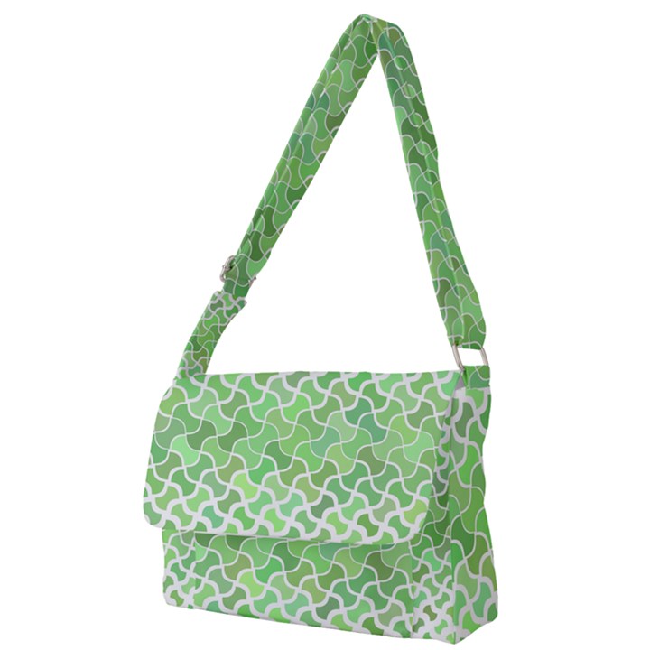 Green Pattern Curved Puzzle Full Print Messenger Bag