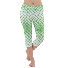 Green Pattern Curved Puzzle Lightweight Velour Capri Yoga Leggings