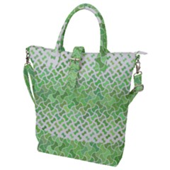 Green Pattern Curved Puzzle Buckle Top Tote Bag