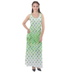 Green Pattern Curved Puzzle Sleeveless Velour Maxi Dress by HermanTelo