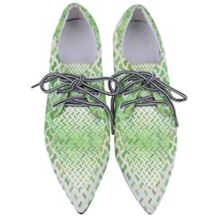 Green Pattern Curved Puzzle Pointed Oxford Shoes