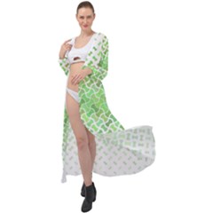 Green Pattern Curved Puzzle Maxi Chiffon Beach Wrap