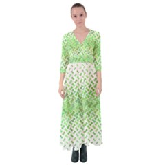 Green Pattern Curved Puzzle Button Up Maxi Dress by HermanTelo