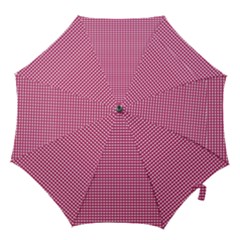 Gingham Plaid Fabric Pattern Pink Hook Handle Umbrellas (small) by HermanTelo