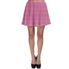 Gingham Plaid Fabric Pattern Pink Skater Skirt by HermanTelo