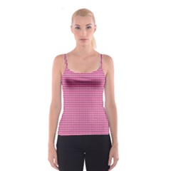 Gingham Plaid Fabric Pattern Pink Spaghetti Strap Top by HermanTelo