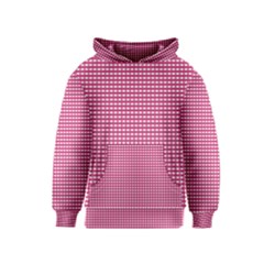 Gingham Plaid Fabric Pattern Pink Kids  Pullover Hoodie by HermanTelo