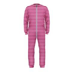 Gingham Plaid Fabric Pattern Pink Onepiece Jumpsuit (kids) by HermanTelo