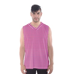 Gingham Plaid Fabric Pattern Pink Men s Sportswear by HermanTelo