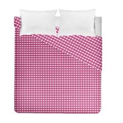 Gingham Plaid Fabric Pattern Pink Duvet Cover Double Side (full/ Double Size) by HermanTelo