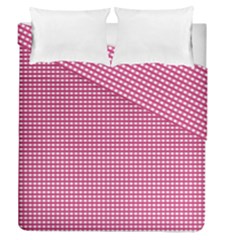 Gingham Plaid Fabric Pattern Pink Duvet Cover Double Side (queen Size) by HermanTelo