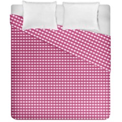 Gingham Plaid Fabric Pattern Pink Duvet Cover Double Side (california King Size) by HermanTelo