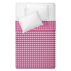 Gingham Plaid Fabric Pattern Pink Duvet Cover Double Side (single Size)