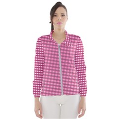 Gingham Plaid Fabric Pattern Pink Women s Windbreaker by HermanTelo