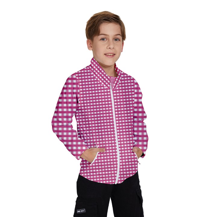 Gingham Plaid Fabric Pattern Pink Kids  Windbreaker