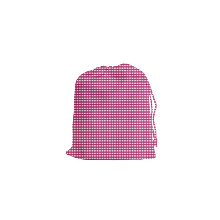 Gingham Plaid Fabric Pattern Pink Drawstring Pouch (XS)