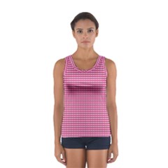 Gingham Plaid Fabric Pattern Pink Sport Tank Top  by HermanTelo