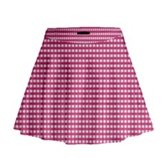 Gingham Plaid Fabric Pattern Pink Mini Flare Skirt by HermanTelo