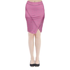 Gingham Plaid Fabric Pattern Pink Midi Wrap Pencil Skirt by HermanTelo