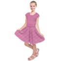 Gingham Plaid Fabric Pattern Pink Kids  Short Sleeve Dress View1