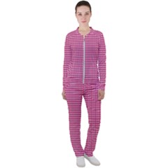 Gingham Plaid Fabric Pattern Pink Casual Jacket And Pants Set