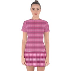 Gingham Plaid Fabric Pattern Pink Drop Hem Mini Chiffon Dress by HermanTelo