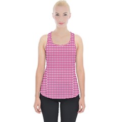 Gingham Plaid Fabric Pattern Pink Piece Up Tank Top by HermanTelo