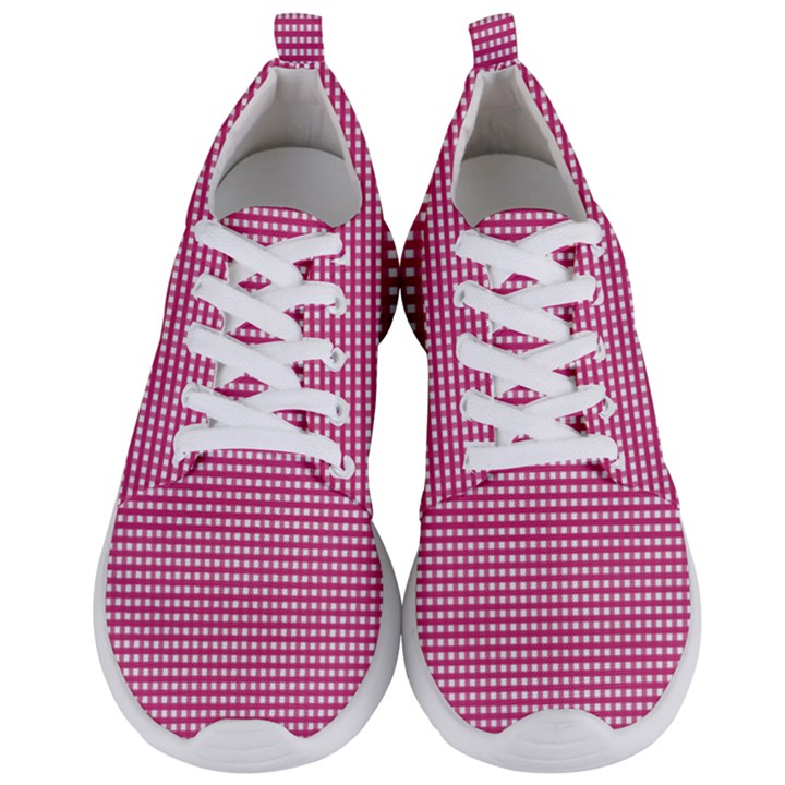 Gingham Plaid Fabric Pattern Pink Men s Lightweight Sports Shoes