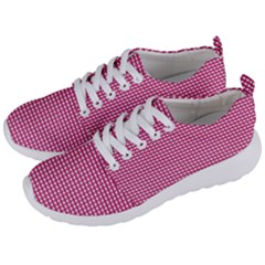 Gingham Plaid Fabric Pattern Pink Men s Lightweight Sports Shoes by HermanTelo