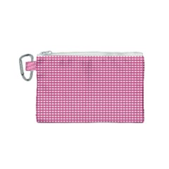 Gingham Plaid Fabric Pattern Pink Canvas Cosmetic Bag (small)