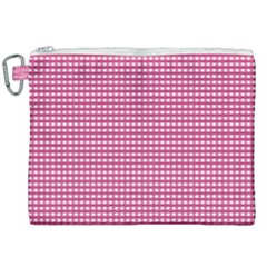 Gingham Plaid Fabric Pattern Pink Canvas Cosmetic Bag (xxl)