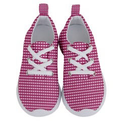 Gingham Plaid Fabric Pattern Pink Running Shoes by HermanTelo