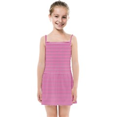 Gingham Plaid Fabric Pattern Pink Kids  Summer Sun Dress by HermanTelo