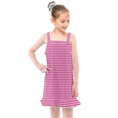 Gingham Plaid Fabric Pattern Pink Kids  Overall Dress by HermanTelo