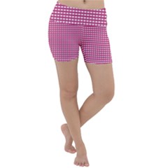 Gingham Plaid Fabric Pattern Pink Lightweight Velour Yoga Shorts