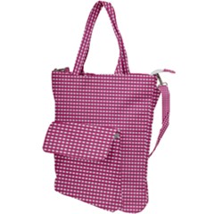 Gingham Plaid Fabric Pattern Pink Shoulder Tote Bag