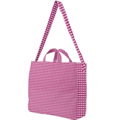 Gingham Plaid Fabric Pattern Pink Square Shoulder Tote Bag