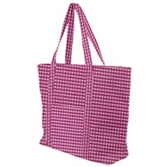 Gingham Plaid Fabric Pattern Pink Zip Up Canvas Bag